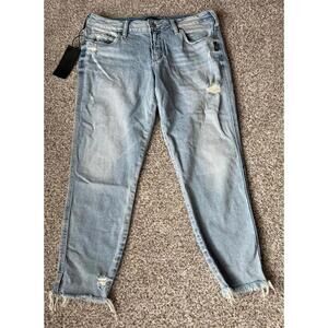 Silver Womens Distressed Suki Skinny Crop Jeans Blue Pockets Mid Rise 32x25